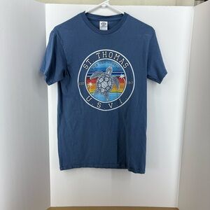 Delta Pro Weight Blue Shirt with Multi-Colored St. Thomas U.S.V.I. Design, Small